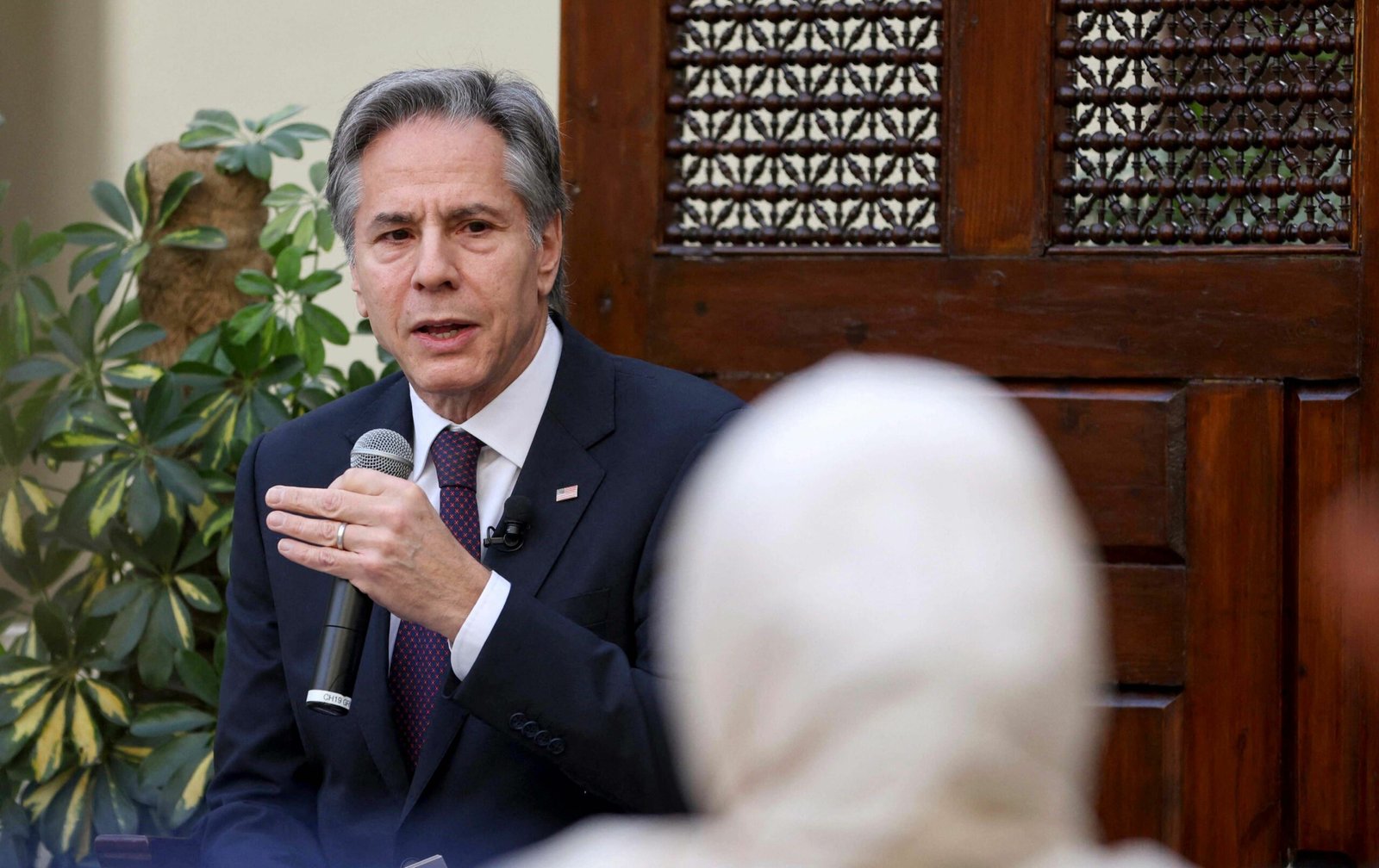 US Secretary of State Antony Blinken visits the American University in the Egyptian capital Cairo, on Januray 29, 2023. (Photo by MOHAMED ABD EL GHANY / POOL / AFP)